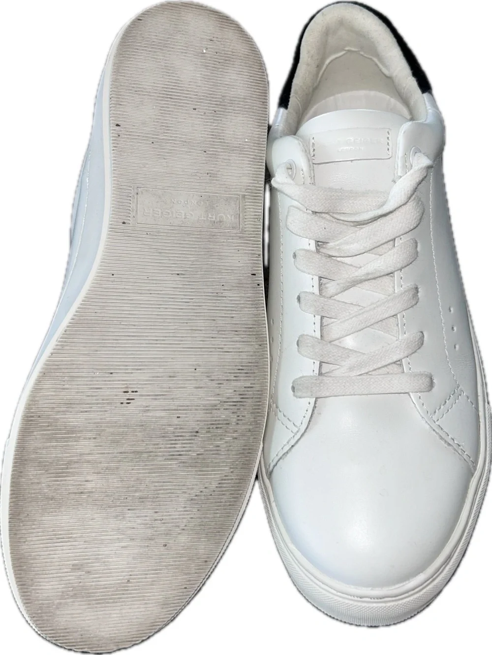 Kurt Geiger White Leather Sneakers with Black Heel Panel